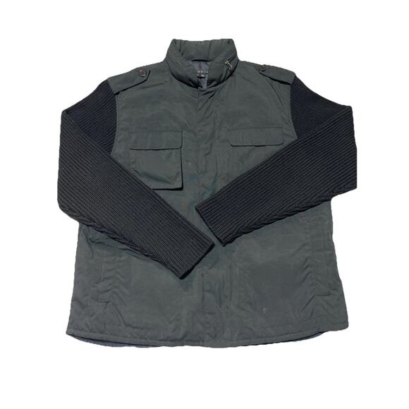 Theory Jacket Mens Extra Large Black Pash Wool Sleeves Packable Hood Designer XL